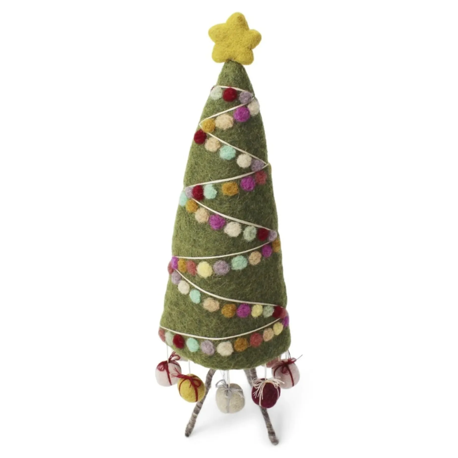 En Gry & Sif Christmas Figurine - A Decorated Tree With Garlands - X Large| Felt Figurines