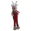 En Gry & Sif Christmas Figurine - Reindeer With Red Overalls (Grey) - Extra Large| Felt Figurines