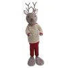 En Gry & Sif Christmas Figurine - Reindeer With Stripy Sweater (Grey) - Extra Large| Felt Figurines