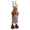En Gry & Sif Christmas Figurine - Reindeer With Bowl Of Cranberries (Brown) - Extra Large| Felt Figurines