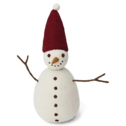 En Gry & Sif Christmas Figurine - Snowman (Red) - Large| Felt Figurines