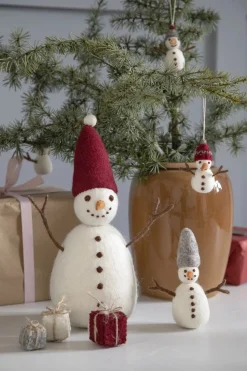 En Gry & Sif Christmas Figurine - Snowman (Red) - Large| Felt Figurines