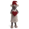 En Gry & Sif Christmas Figurine - Winter Mouse Girl (Large) With Heart (Grey)| Felt Figurines