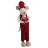 En Gry & Sif Christmas Figurine - Winter Mouse With Candy Cane (White) - Large| Felt Figurines