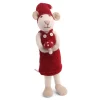 En Gry & Sif Christmas Figurine - Winter Mouse With Mushroom (White) - Large| Felt Figurines