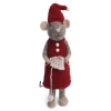 En Gry & Sif Christmas Figurine - Winter Mouse Knitting (Grey) - Extra Large| Felt Figurines