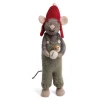 En Gry & Sif Christmas Figurine - Winter Mouse With Snowman (Grey) - Large| Felt Figurines