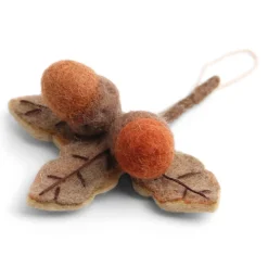 En Gry & Sif Fall Hanging Decoration - Acorns And Oak Leaf| Felt Christmas Tree Decorations