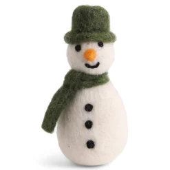 En Gry & Sif Felt Christmas Tree Decoration - Snowman With Green Hat And Scarf| All Tree Decorations
