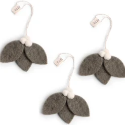 En Gry & Sif Felt Christmas Tree Decoration - Silver Foliage (Set Of 3)| All Tree Decorations