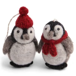 En Gry & Sif Felt Christmas Tree Decoration - Penguin Pair With Beanie And Scarf| All Tree Decorations