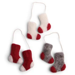 En Gry & Sif Felt Christmas Tree Decoration - Adorable Socks (Set Of 3 Pairs)| All Tree Decorations