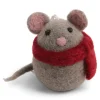 En Gry & Sif Felt Christmas Tree Decoration - Baby Mouse With Scarf| Felt Christmas Tree Decorations