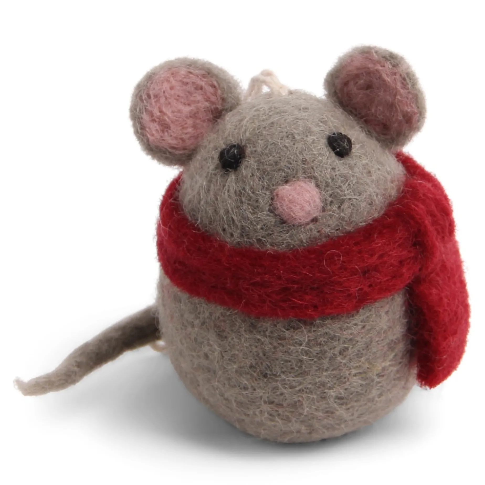 En Gry & Sif Felt Christmas Tree Decoration - Baby Mouse With Scarf| Felt Christmas Tree Decorations