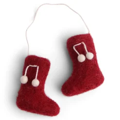 En Gry & Sif Felt Christmas Tree Decoration - Booties In Festive Red| Felt Christmas Tree Decorations