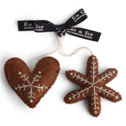En Gry & Sif Felt Christmas Tree Decoration - Gingerbread Cookies (Set Of 2)| All Tree Decorations