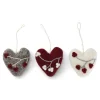 En Gry & Sif Felt Christmas Tree Decoration - Hearts With Winter Berries (Set Of 3)| Felt Christmas Tree Decorations