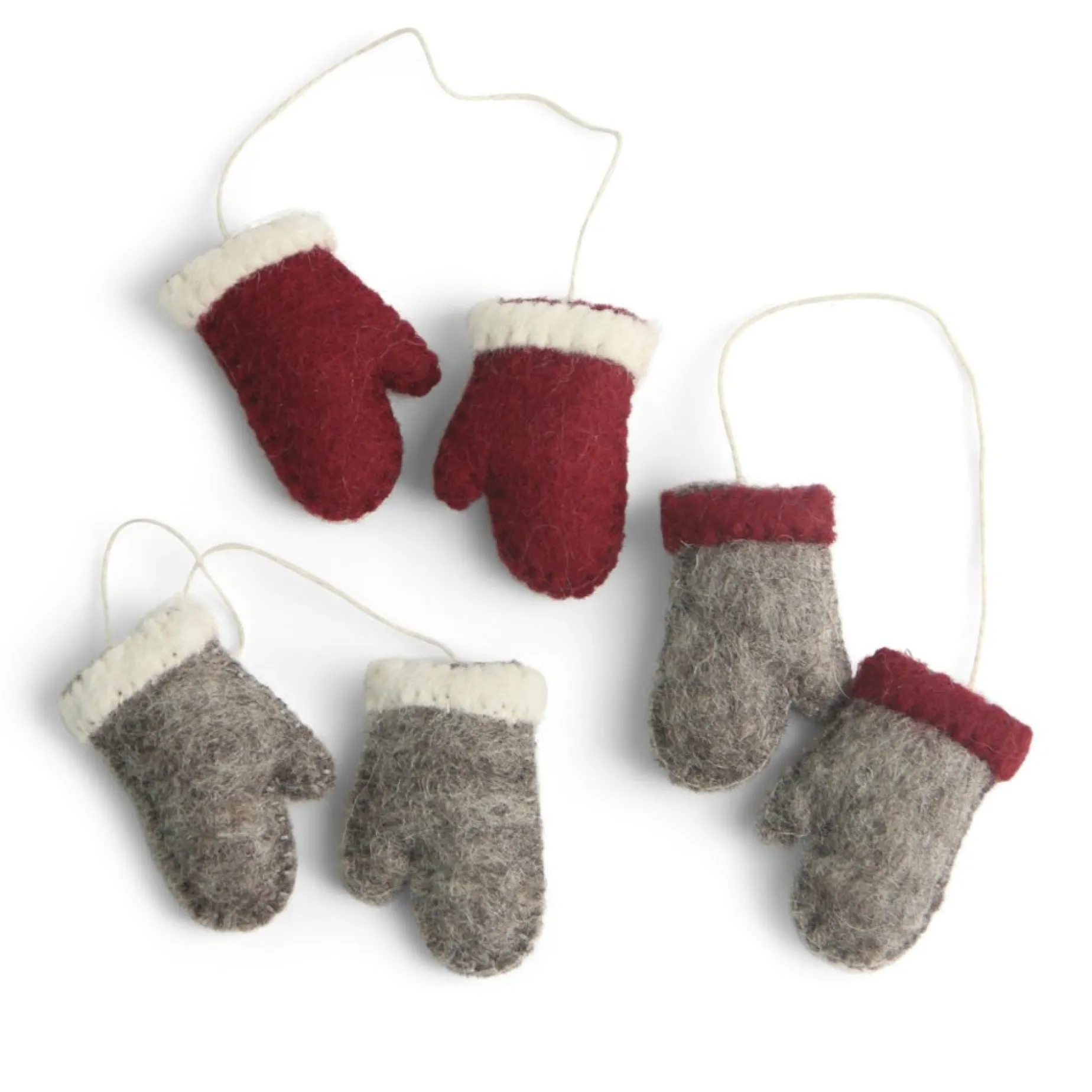 En Gry & Sif Felt Christmas Tree Decoration - Mittens (Set Of 3)| All Tree Decorations