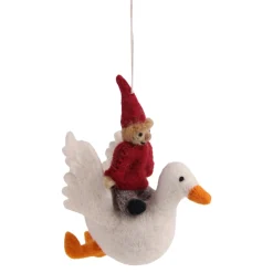 En Gry & Sif Felt Christmas Tree Decoration - Pixie Riding A Swan| All Tree Decorations