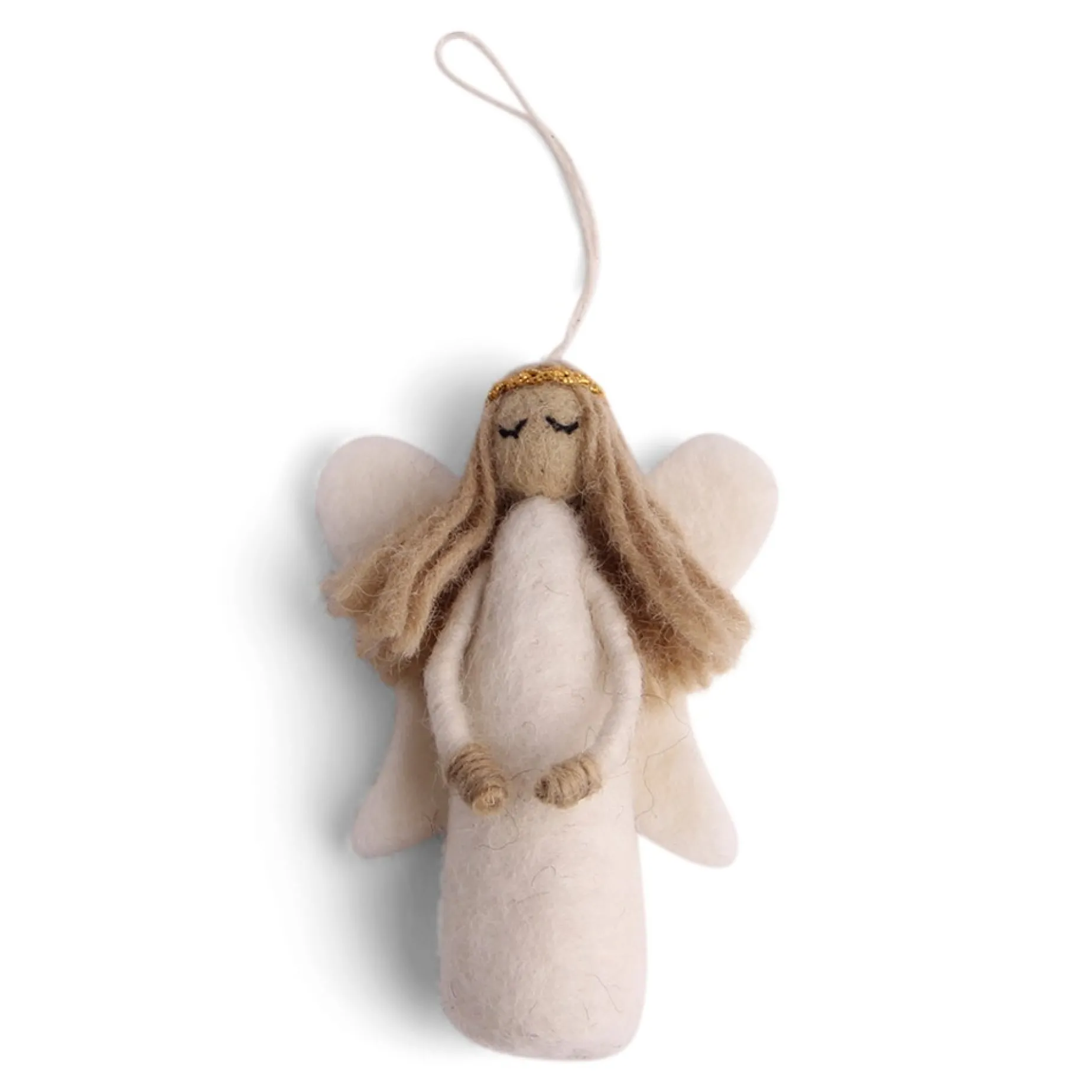 En Gry & Sif Felt Christmas Tree Decoration - Angel With Golden Halo| All Tree Decorations