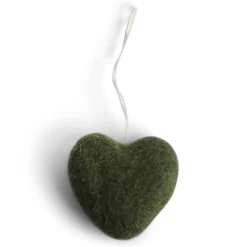 En Gry & Sif Felt Christmas Tree Decoration - Hearts (Green) - Set Of 3| Felt Christmas Tree Decorations