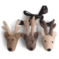 En Gry & Sif Felt Christmas Tree Decoration - Reindeer Faces (Set Of 3)| Felt Christmas Tree Decorations