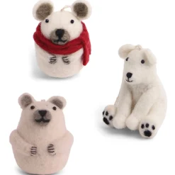 En Gry & Sif Felt Christmas Tree Decoration - Polar Bear Trio| Felt Christmas Tree Decorations