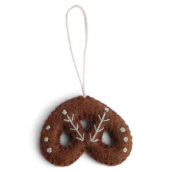 En Gry & Sif Felt Christmas Tree Decoration - Gingerbread Pretzel| Felt Christmas Tree Decorations