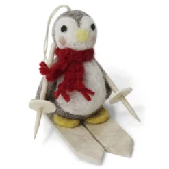 En Gry & Sif Felt Christmas Tree Decoration - Penguin On Ski'S| All Tree Decorations