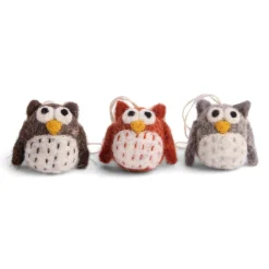 En Gry & Sif Felt Christmas Tree Decoration - Mini Owls (Set Of 3) - Classic| All Tree Decorations