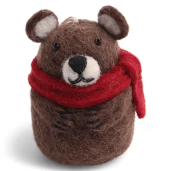 En Gry & Sif Felt Christmas Tree Decoration - Bear With Scarf| Felt Christmas Tree Decorations