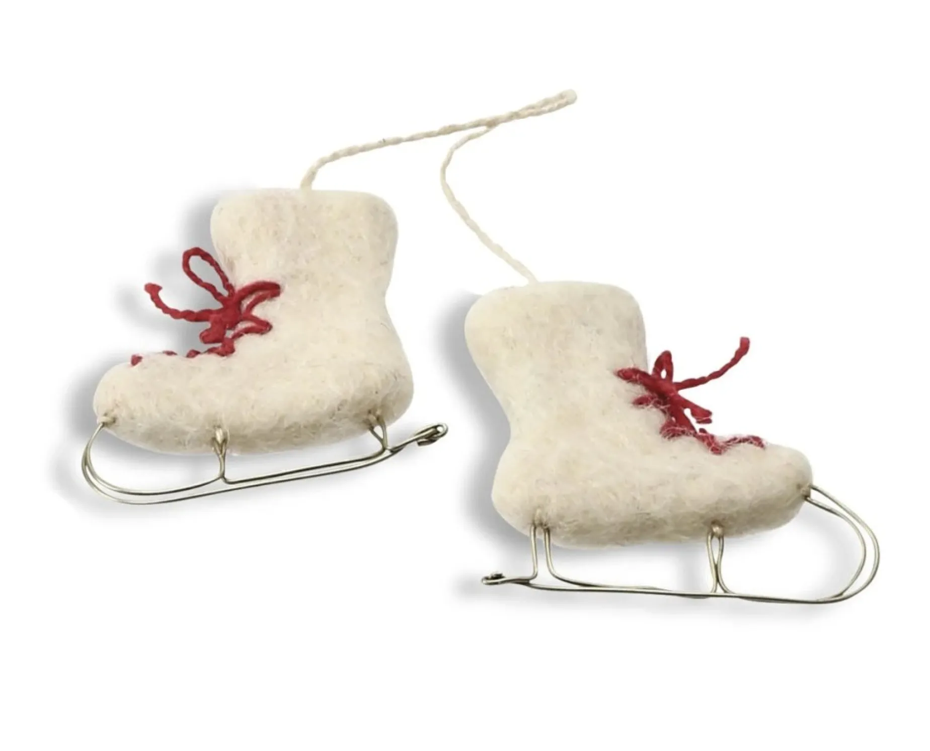 En Gry & Sif Felt Christmas Tree Decoration - Ice Skates (White)| All Tree Decorations