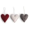 En Gry & Sif Felt Christmas Tree Decoration - Hearts With Stitching (Set Of 3)| Felt Christmas Tree Decorations