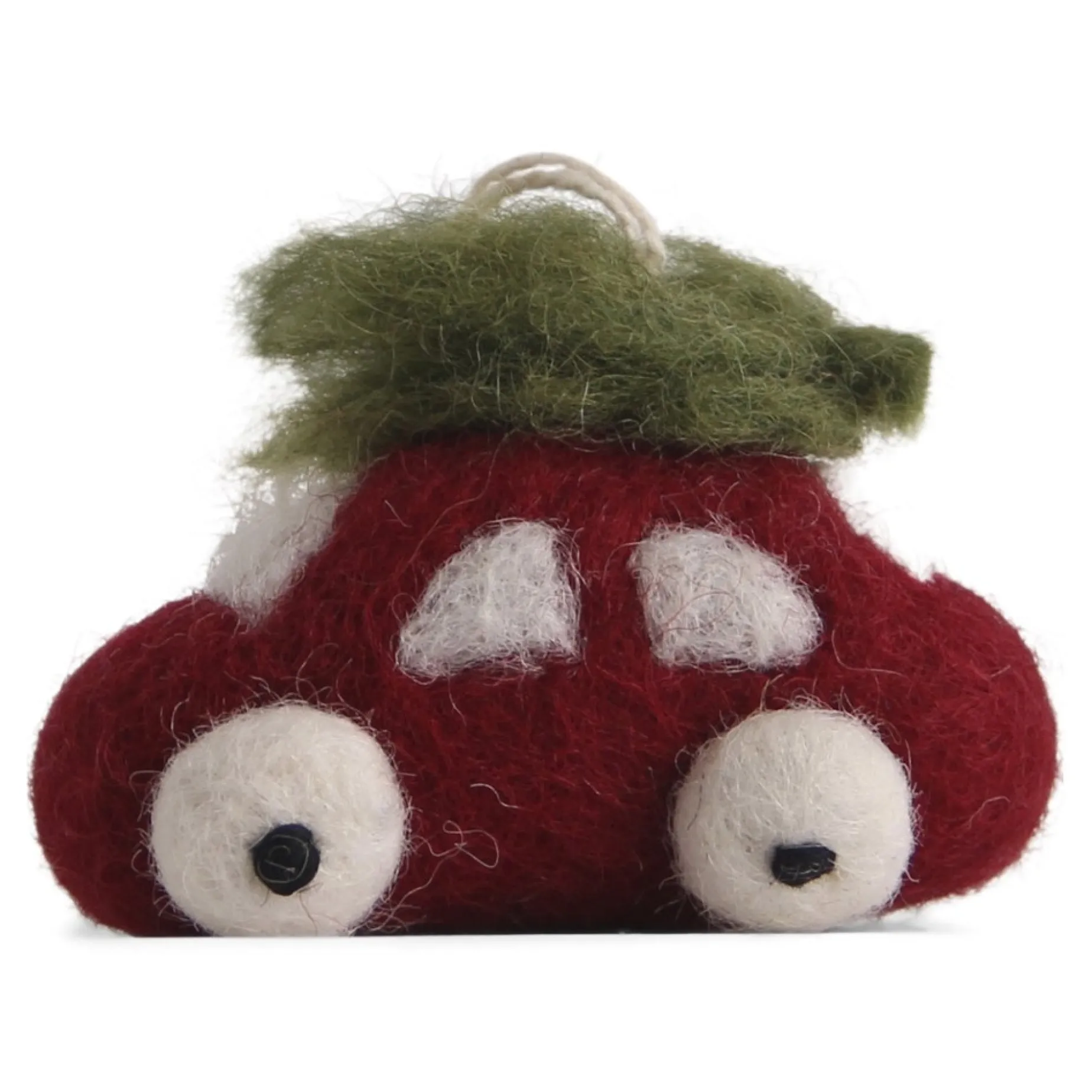 En Gry & Sif Felt Christmas Tree Decoration - Red Car With Tree| All Tree Decorations