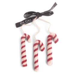 En Gry & Sif Felt Christmas Tree Decoration - Candy Canes (Set Of 3)| Felt Christmas Tree Decorations