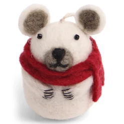 En Gry & Sif Felt Christmas Tree Decoration - Polar Bear (Mini) With Scarf| All Tree Decorations
