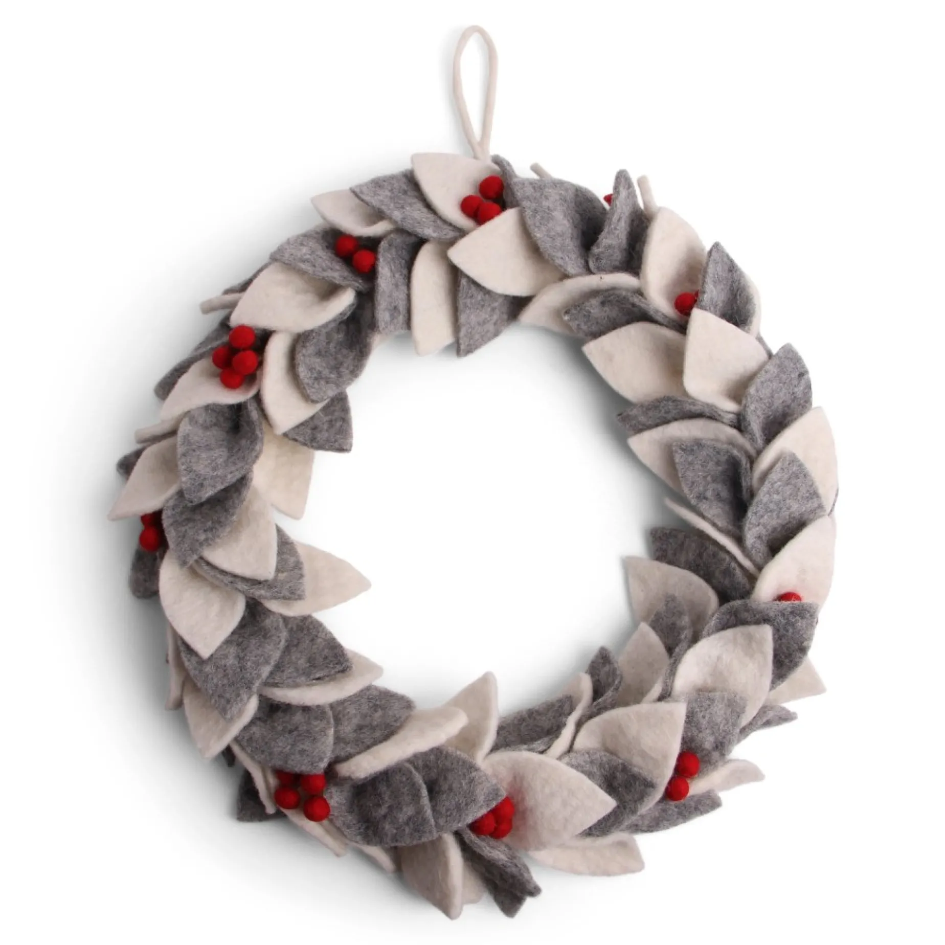 En Gry & Sif Felt Christmas Wreath - Large Winter Holly| Felt Christmas Tree Decorations