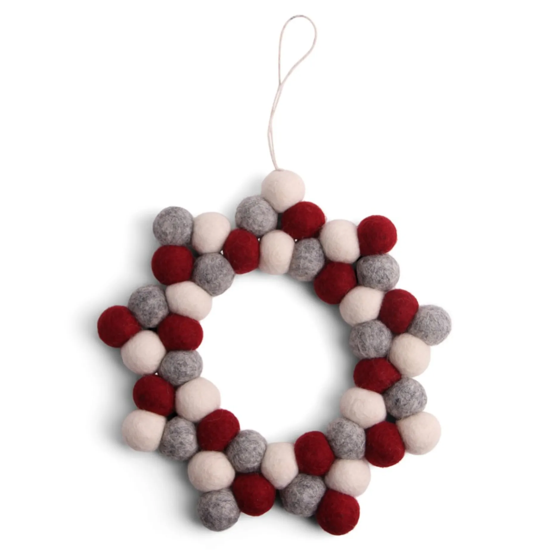 En Gry & Sif Felt Christmas Wreath - Small Star With Baubles| Felt Christmas Tree Decorations