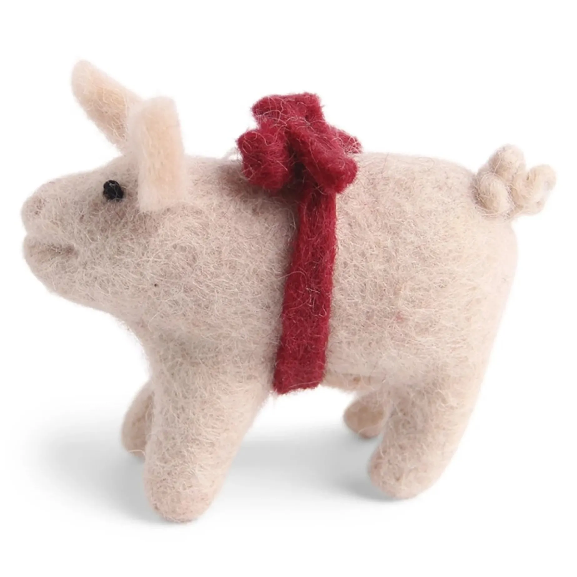 En Gry & Sif Lucky Pig With Bow - Hanging Decoration| Felt Christmas Tree Decorations