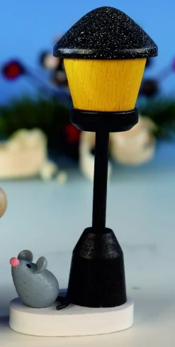 Paul Ullrich Weihnachtsmann Collectibles - Lamp Post With Tiny Mouse (Single)| Rudolph & Friends Collectibles