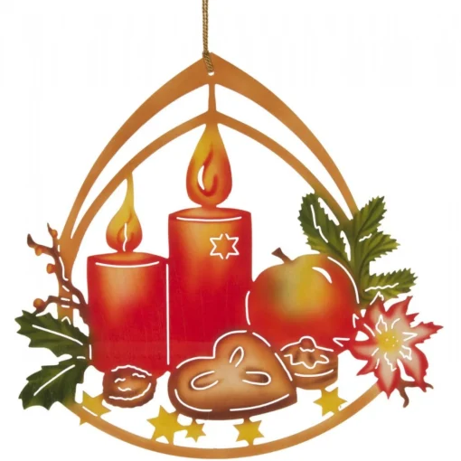 Erzgebirge Handarbeit Window Decoration - Advent Wreath| Window Decorations