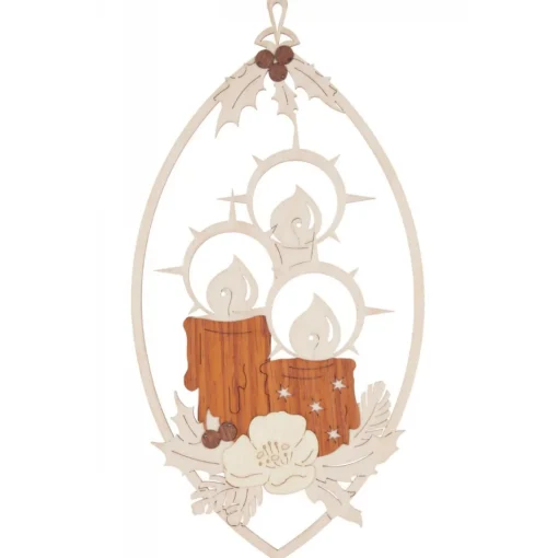 Erzgebirge Handarbeit Window Decoration - Candles For Christmas| Window Decorations