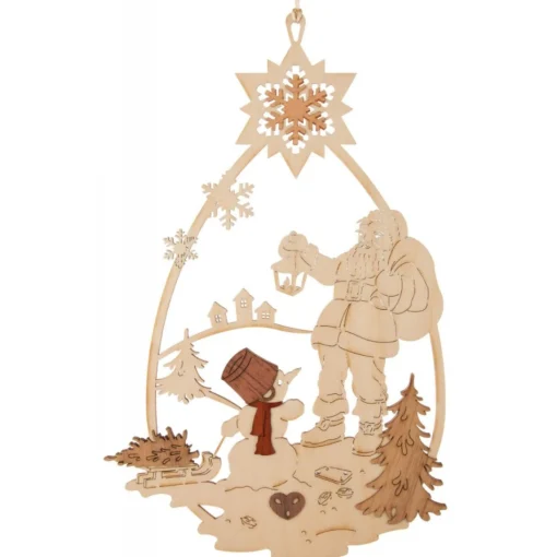 Erzgebirge Handarbeit Window Decoration - Santa And Snowman| Window Decorations